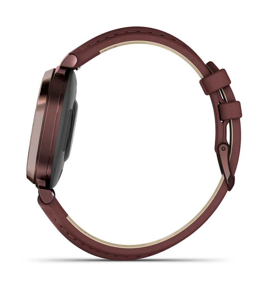 Garmin Lily® 2 Classic Dark Bronze Bezel Mulberry Leather Strap Watch image number 3