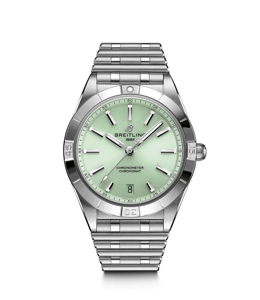Breitling Chronomat 36mm Green Dial Steel Case Ladies Bracelet Watch image number 0