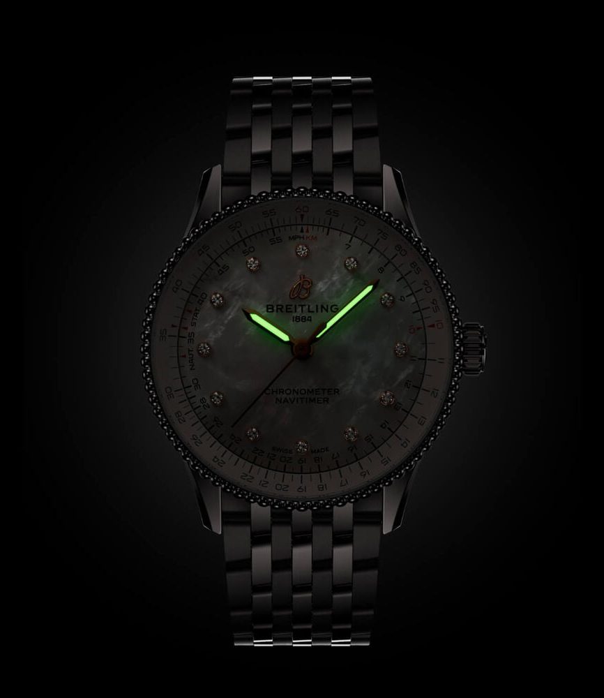 Breitling Navitimer Automatic 36mm Mother of Pearl Dial Steel Bracelet Watch image number 5