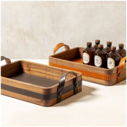 Rabitti 1969, Trays by RABITTI 1969, Toiles de noyer rectangular rounded tray