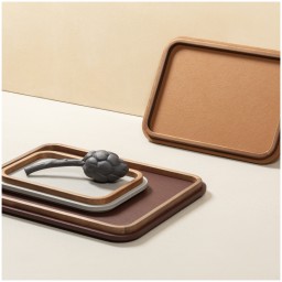 Poltrona Frau, Trays collection, Rectangular rounded tray small, burgundy