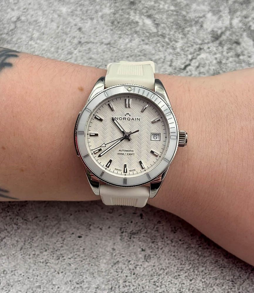 NORQAIN Adventure Sport Automatic 37mm White Pattern Dial White Rubber Strap Watch image number 1