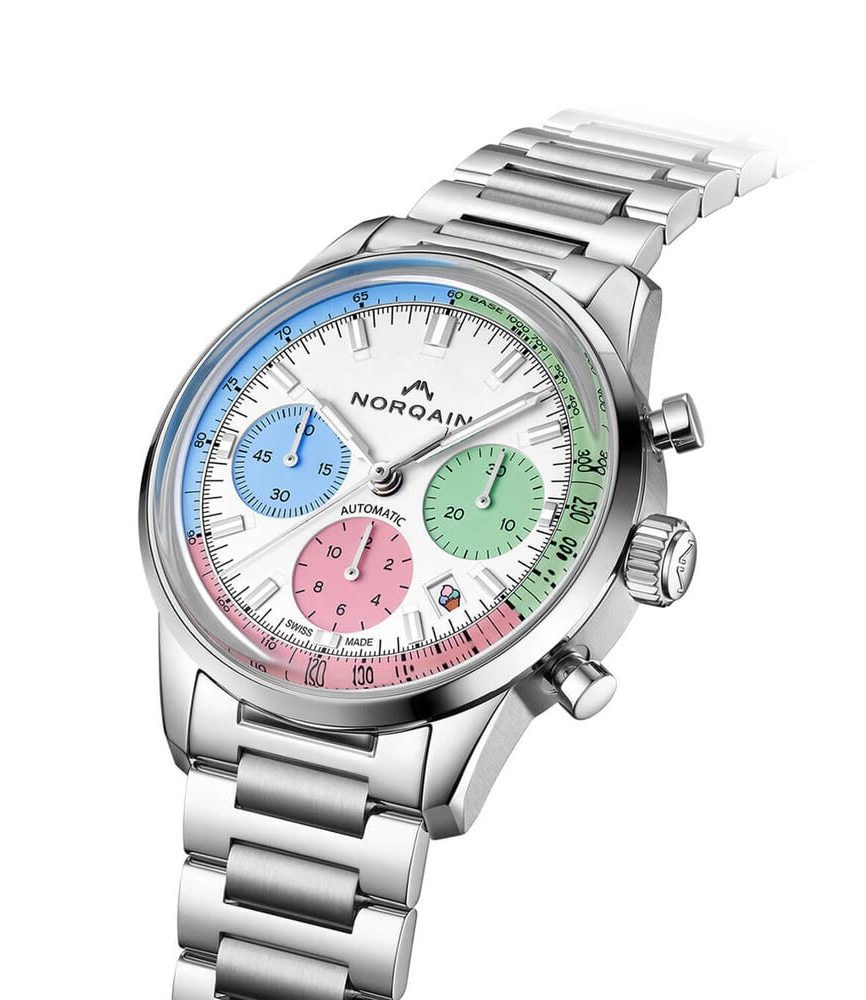 NORQAIN Freedom 60 Chronograph Enjoy Life Special Edition 40mm Dial Steel Bracelet Watch image number 1