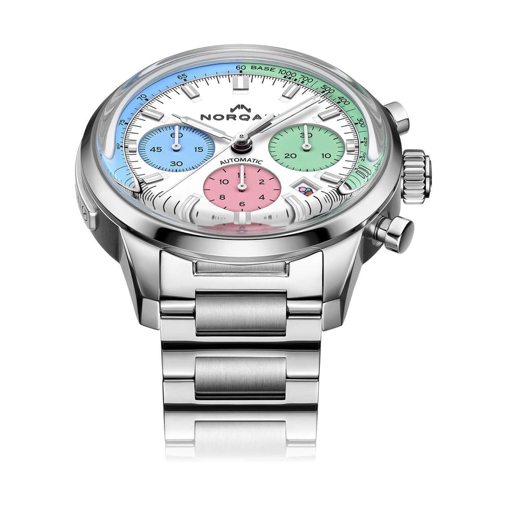 NORQAIN Freedom 60 Chronograph Enjoy Life Special Edition 40mm Dial Steel Bracelet Watch image number 2