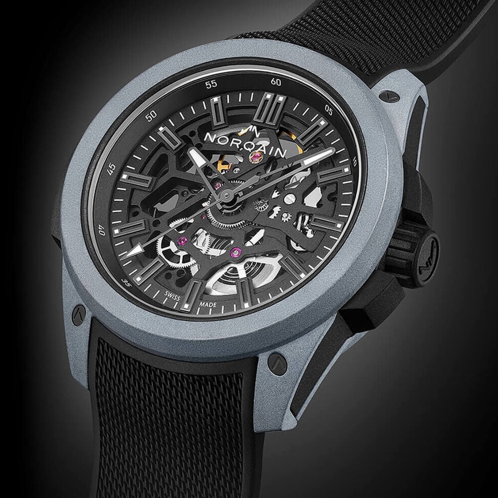 NORQAIN Wild ONE Skeleton 42mm Dial Black Rubber Strap Watch image number 1