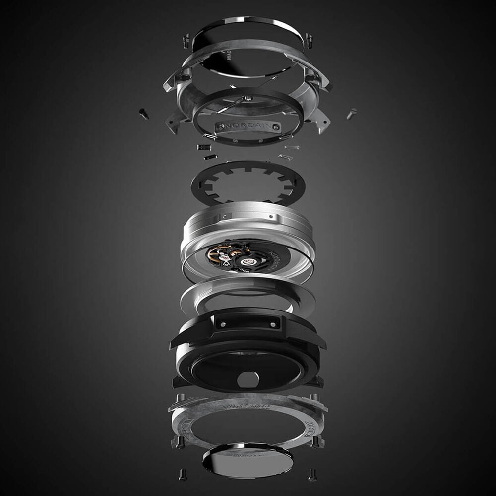 NORQAIN Wild ONE Skeleton 42mm Dial Black Rubber Strap Watch image number 3