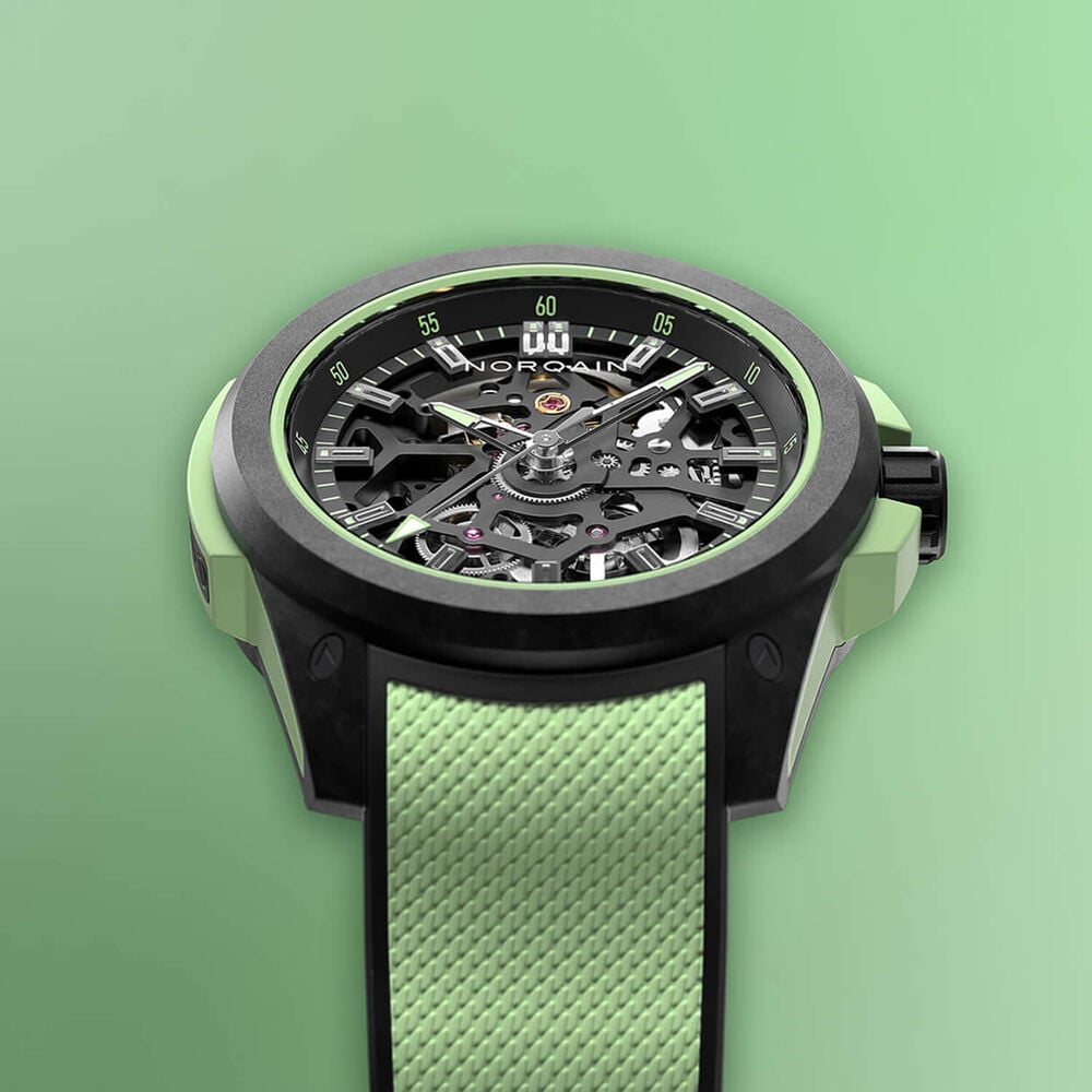 NORQAIN Wild ONE Skeleton 39mm Dial Mint Rubber Strap Watch image number 2