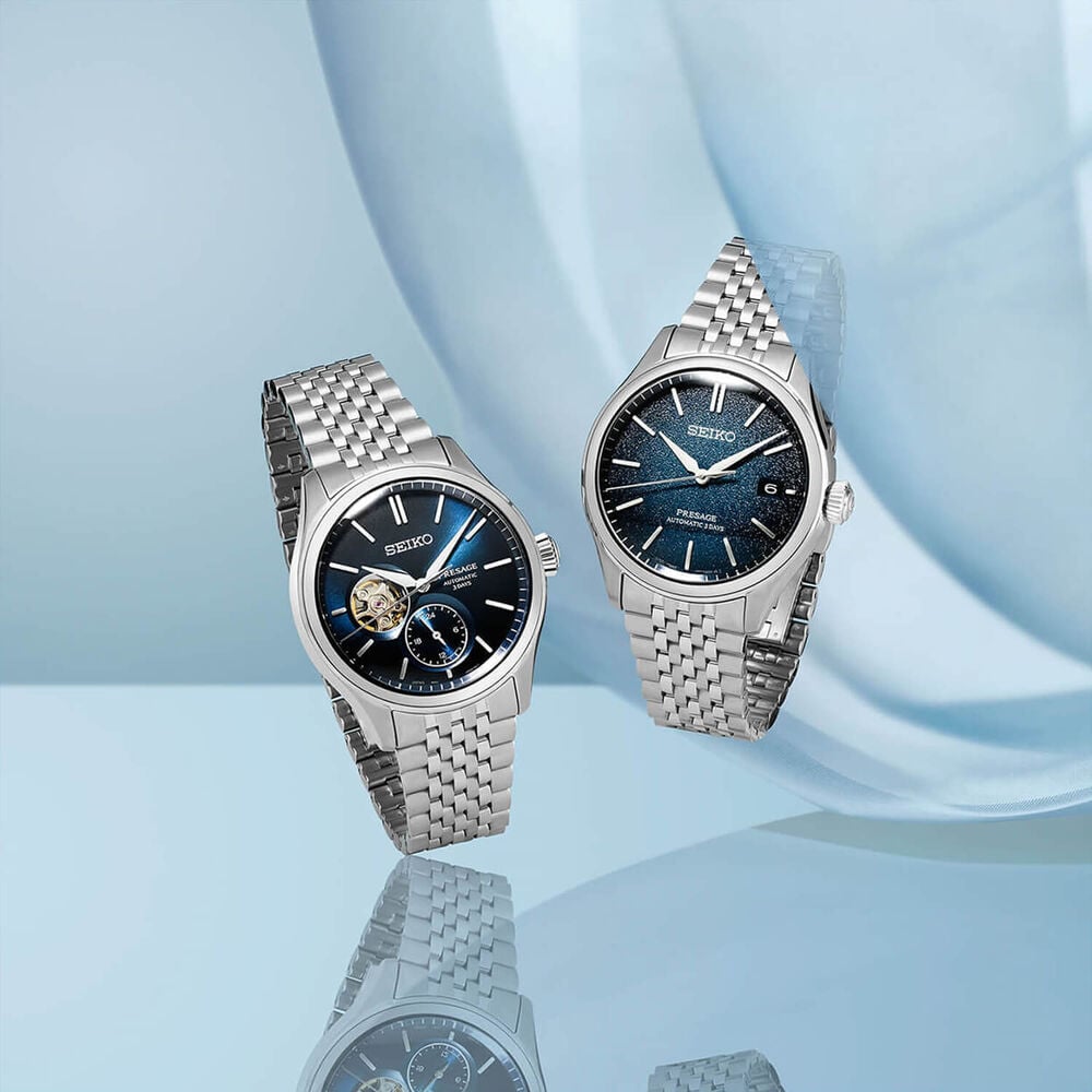 Seiko Presage Classic Open Heart 'Ai-iro' Japan Blue 40mm Dial Steel Bracelet Watch image number 6