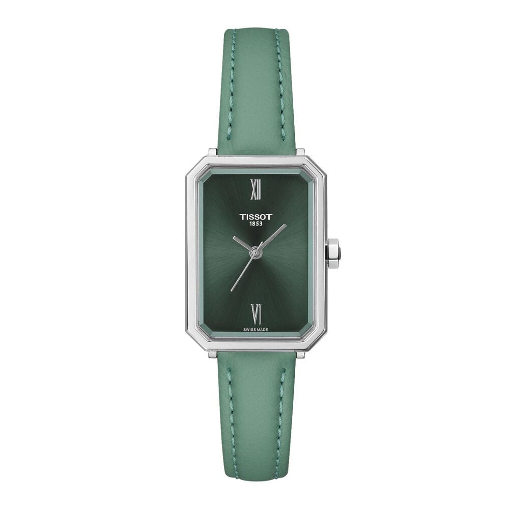 Tissot SRV 21.8mm Green Dial Leather Strap Watch image number 0