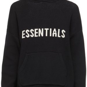 ESSENTIALS Black Pullover Logo Hoodie