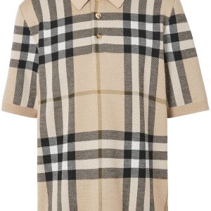 Burberry check jacquard knitted polo shirt