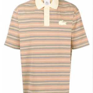 Lacoste striped logo-patch polo shirt