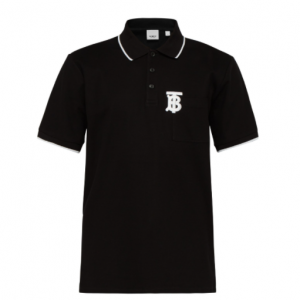 BURBERRY monogram-embroidered cotton piqué polo shirt