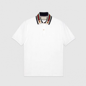 White Cotton Polo With Web And Feline