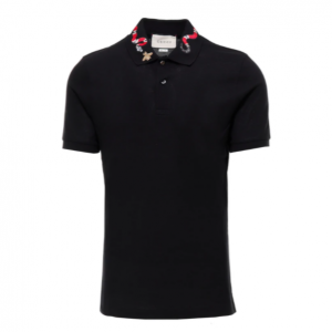 Gucci Embroidered Collar Polo Shirt