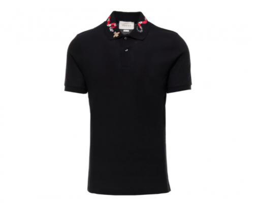 Gucci Embroidered Collar Polo Shirt