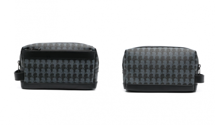 Karl Lagerfeld logo-print leather wash bag