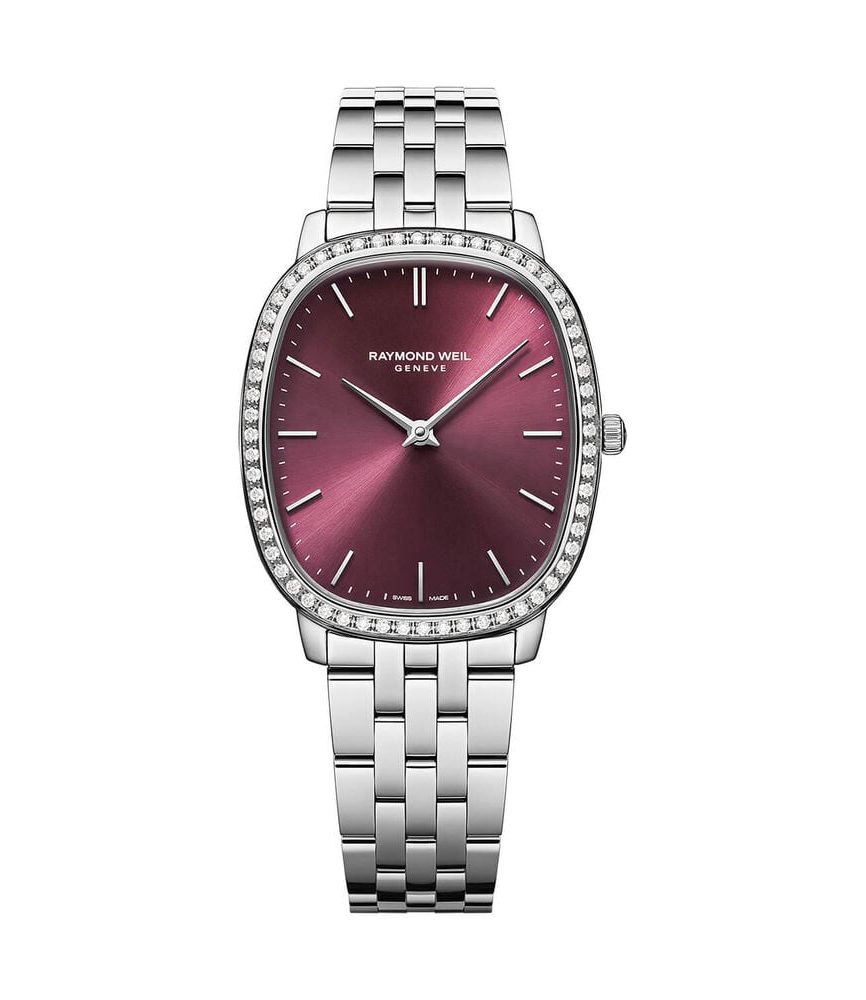 Raymond Weil Toccata Heritage 31x36mm Red Grape Dial Diamond Set Bezel Steel Bracelet Watch image number 0