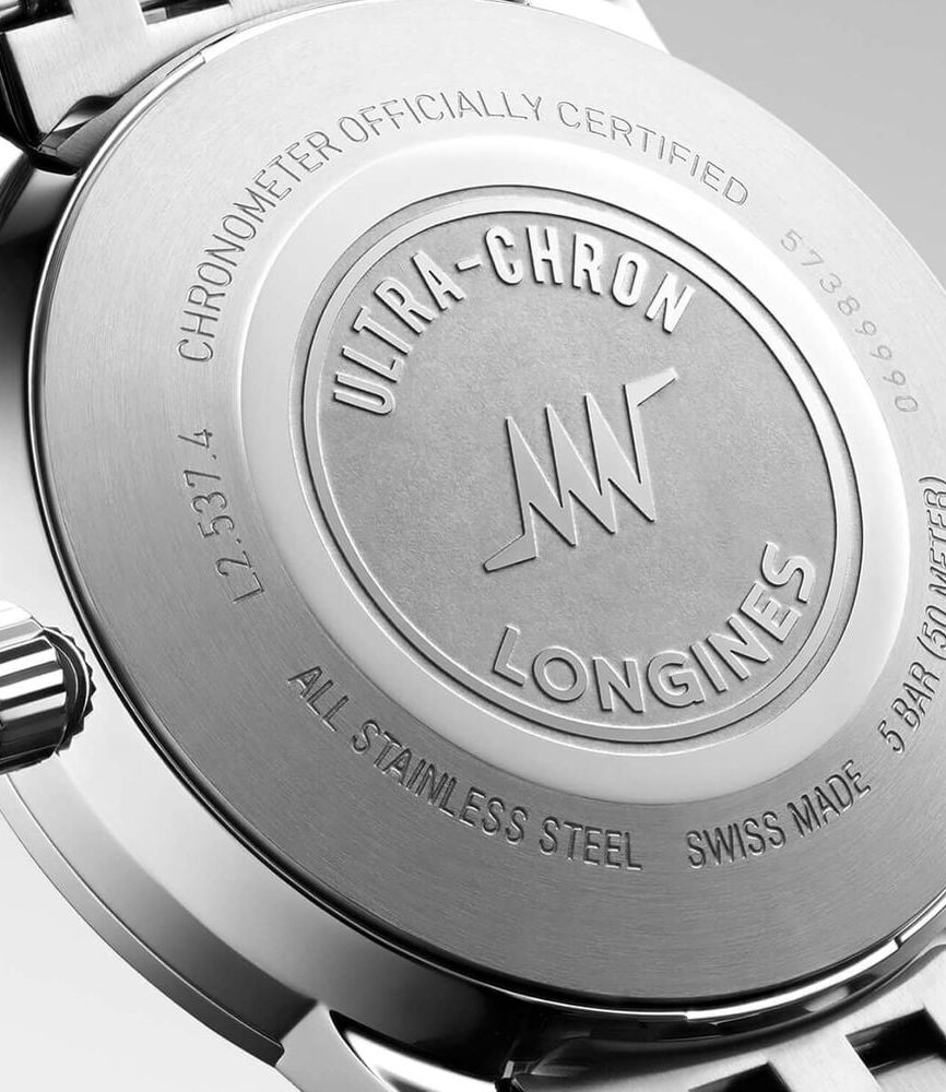 Longines Heritage Ultra-Chron Classic 37mm Silver Dial Steel Bracelet Watch image number 5