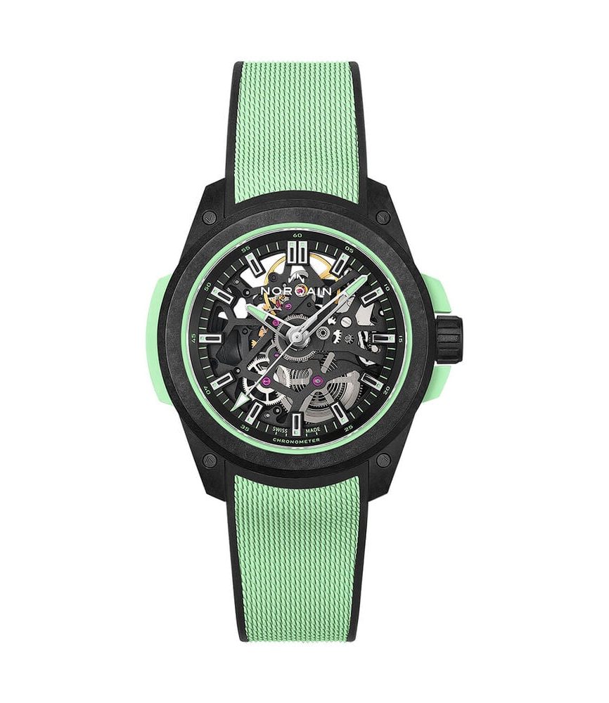 NORQAIN Wild ONE Skeleton 39mm Dial Mint Rubber Strap Watch image number 0