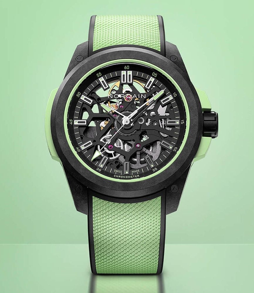 NORQAIN Wild ONE Skeleton 39mm Dial Mint Rubber Strap Watch image number 1