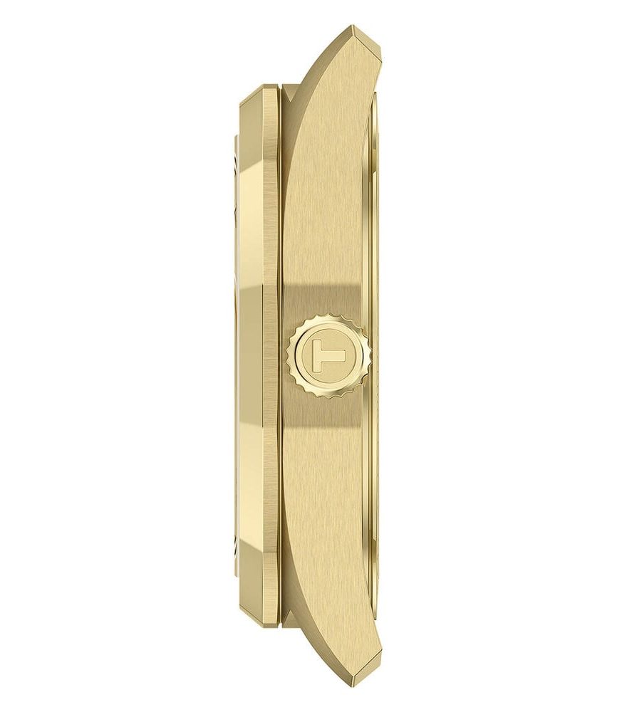 Tissot PRC 100 Solar 34mm Gold Dial Yellow Gold PVD Steel Bracelet Watch image number 4