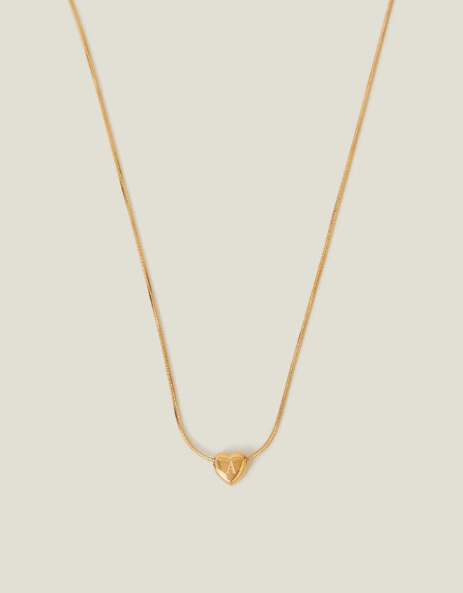 14ct Gold-Plated Stainless Steel Initial Heart Necklace, Gold (GOLD), large