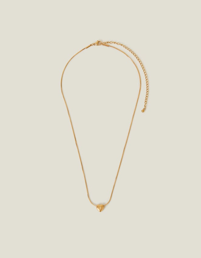 14ct Gold-Plated Stainless Steel Initial Heart Necklace, Gold (GOLD), large
