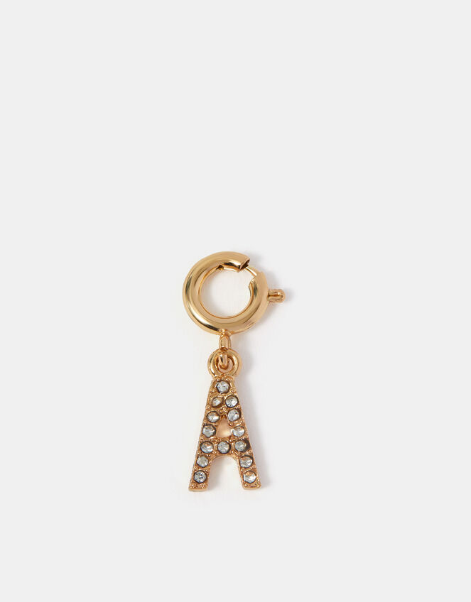 Diamanté Initial Jewellery Charm, Gold (GOLD), large