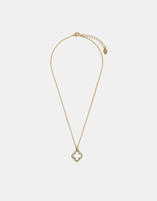 Pavé Cut Out Flora Pendant Necklace, , large