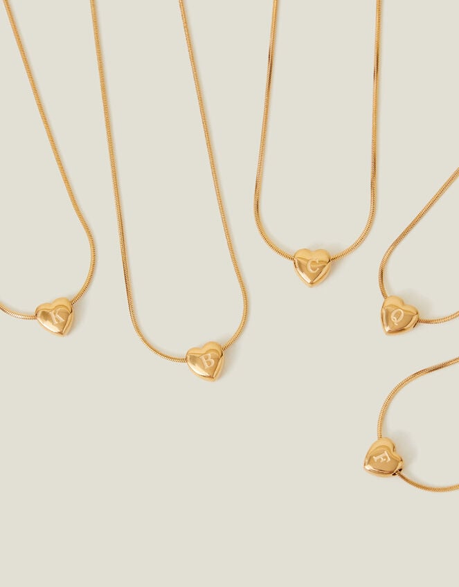 14ct Gold-Plated Stainless Steel Initial Heart Necklace, Gold (GOLD), large