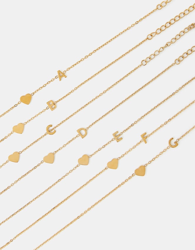 Stainless Steel Heart Initial Bracelet, Gold (GOLD), large