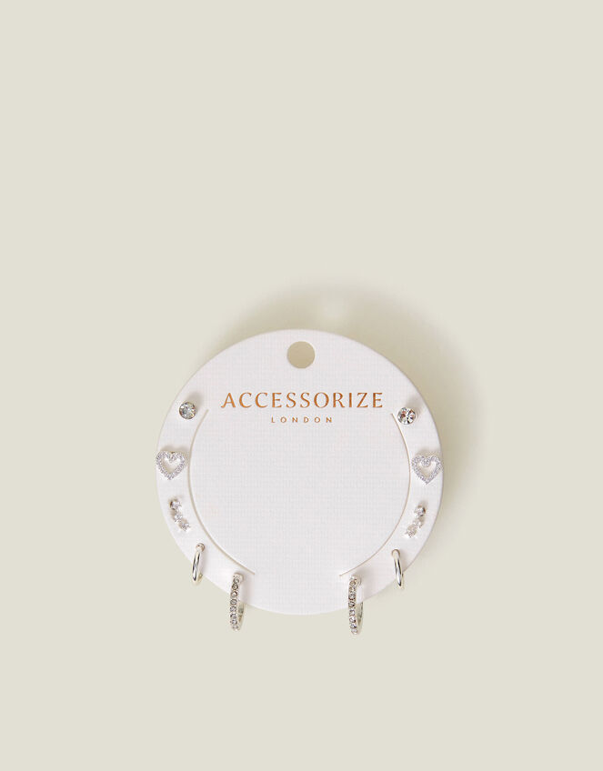 10-Pack Diamanté Star Stud & Hoop Earrings, , large