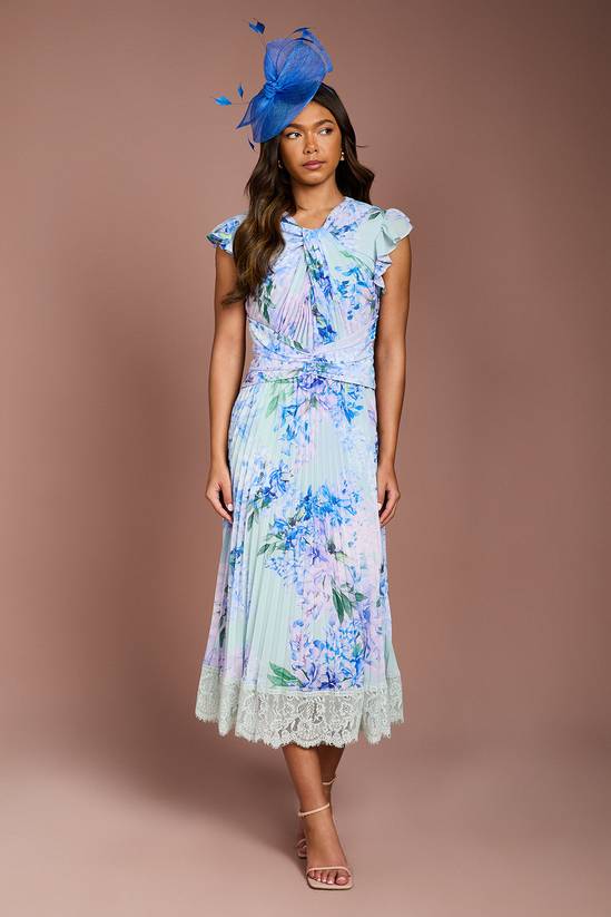 Coast Floral Printed Georgette Dress With Lace Trims 1