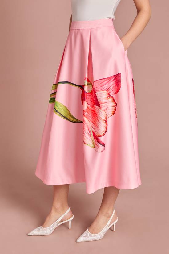 Coast Satin Midi Skirt With Placement Print 2