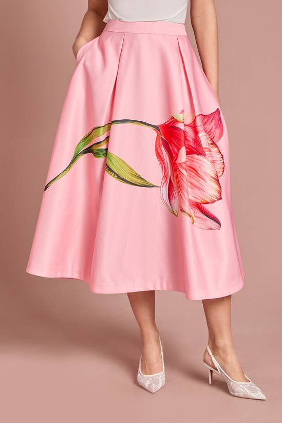 Coast Satin Midi Skirt With Placement Print 4