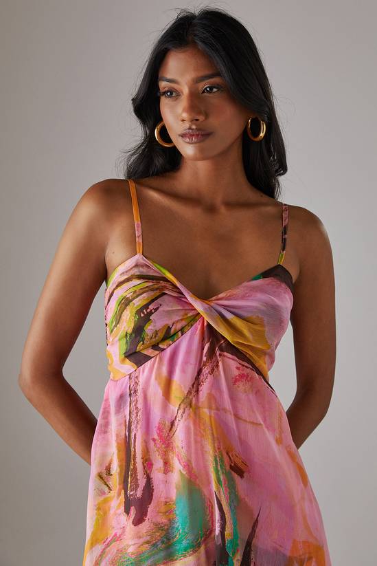 Warehouse Chiffon Asymmetric Double Layer Bandeau Maxi Dress 2