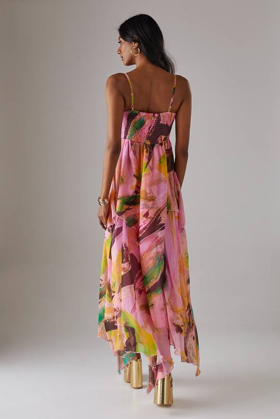 Warehouse Chiffon Asymmetric Double Layer Bandeau Maxi Dress 3