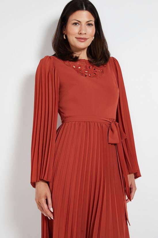 Wallis Pleated Floral Trim Midi Dress 4