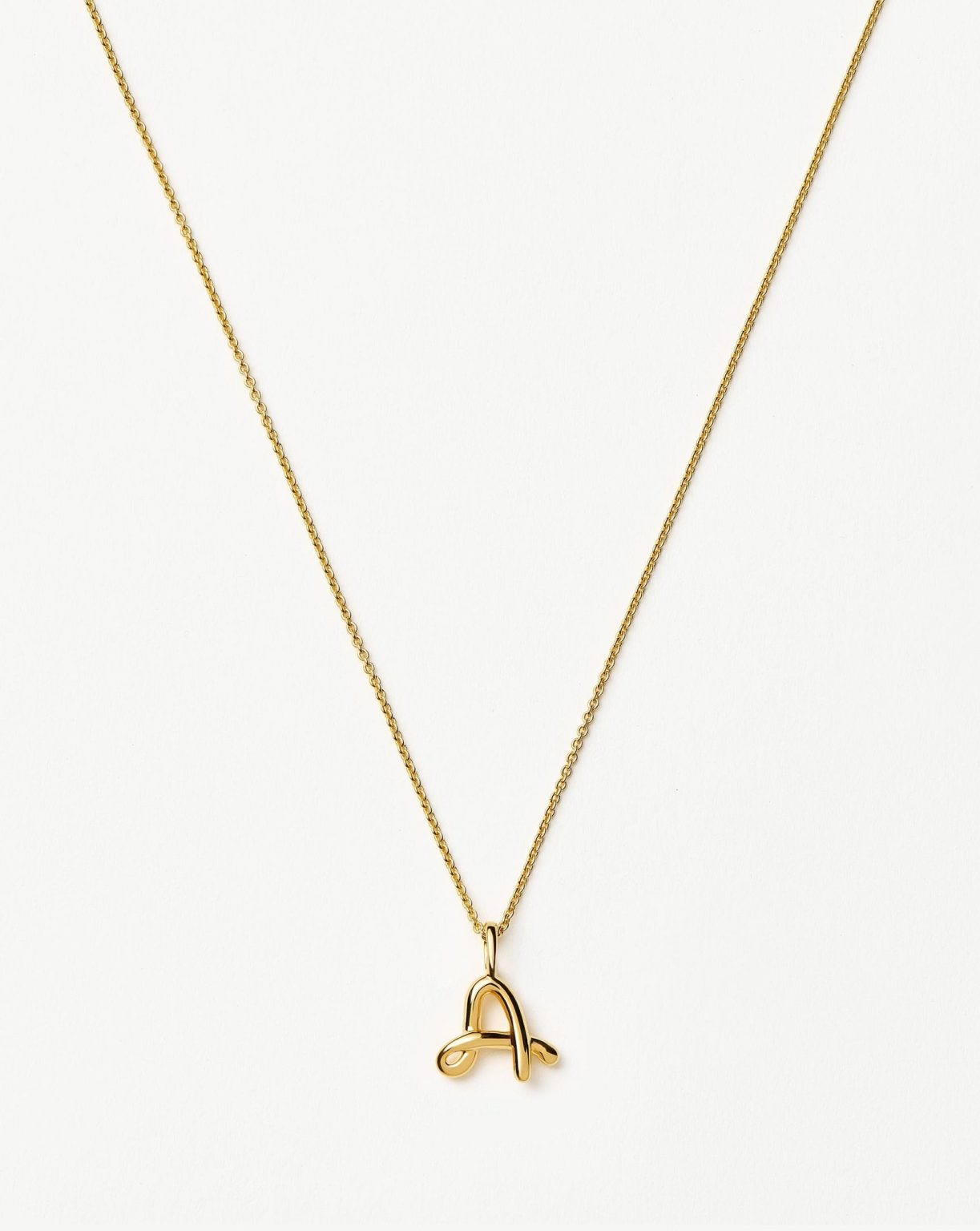 Curly Molten Mini Initial Necklace - A | 18ct Gold Vermeil Necklaces Missoma