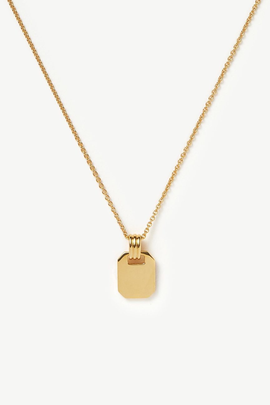 Engravable Small Tag Pendant Necklace | 18ct Gold Plated Vermeil Necklaces Missoma 18ct Gold Plated Vermeil