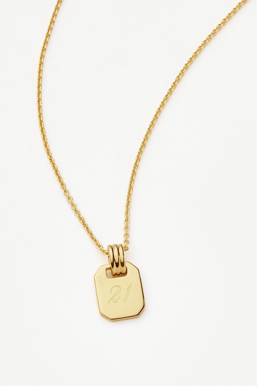 Engravable Small Tag Pendant Necklace | 18ct Gold Vermeil Necklaces Missoma