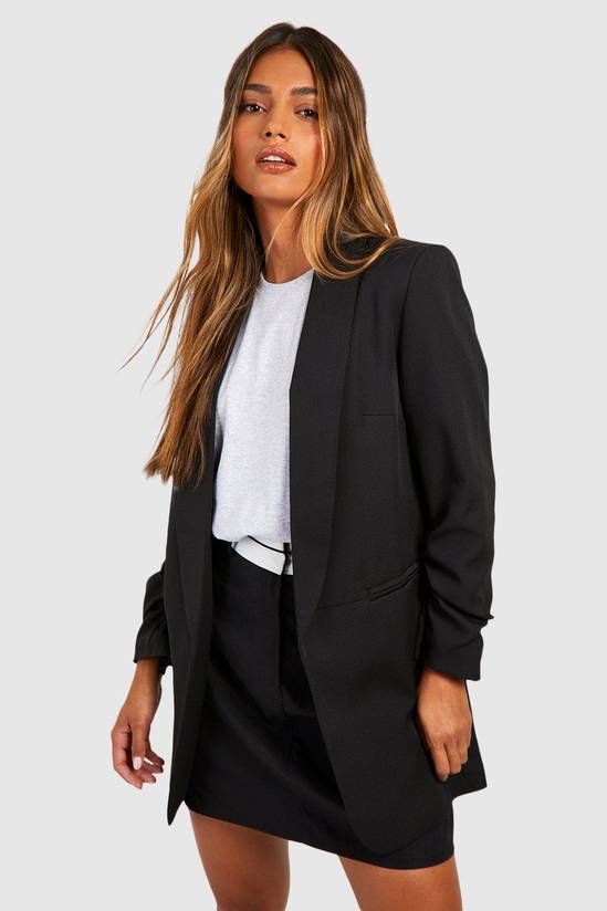 boohoo Ruched Sleeve Tailored Blazer 1