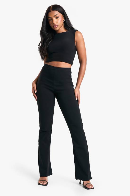 boohoo Stretch High Waisted Flared Trousers 1