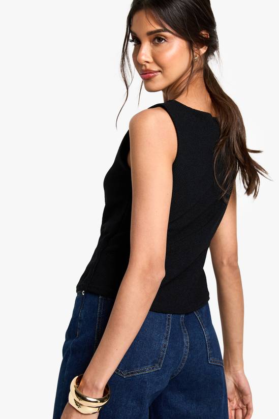 boohoo Textured Button Through Waistcoat 2