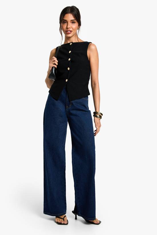 boohoo Textured Button Through Waistcoat 3