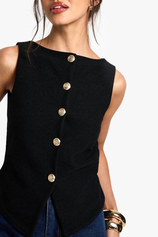 boohoo Textured Button Through Waistcoat 4
