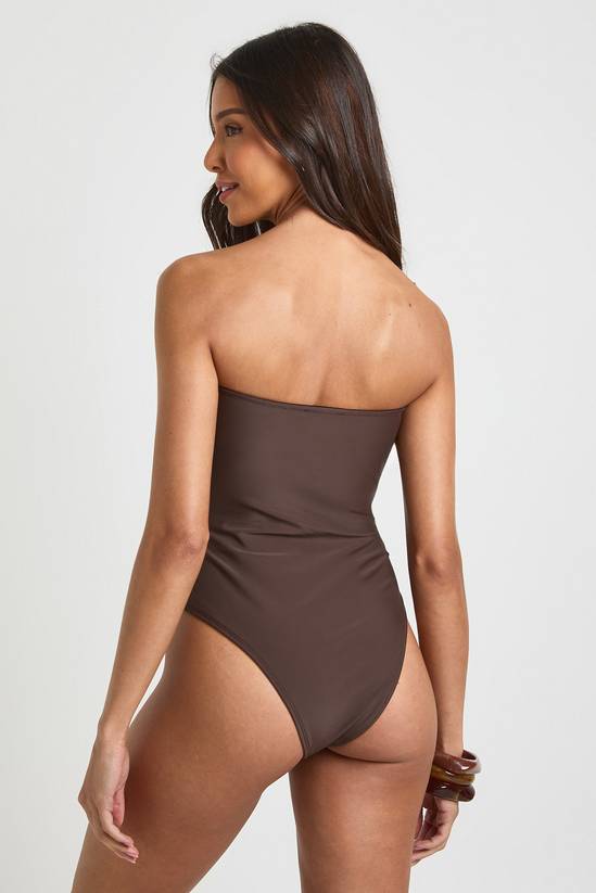 boohoo Gold Trim Detail Bandeau Swimsuit 3