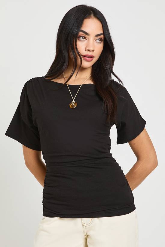 boohoo Ruched Side Cinched T-Shirt 1