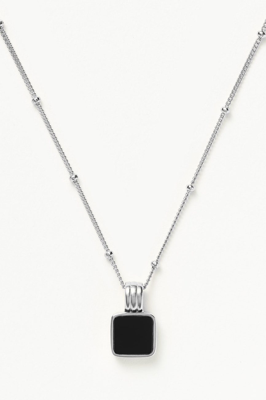 Lucy Williams Square Onyx Gemstone Necklace | Sterling Silver/Black Onyx Necklaces Missoma